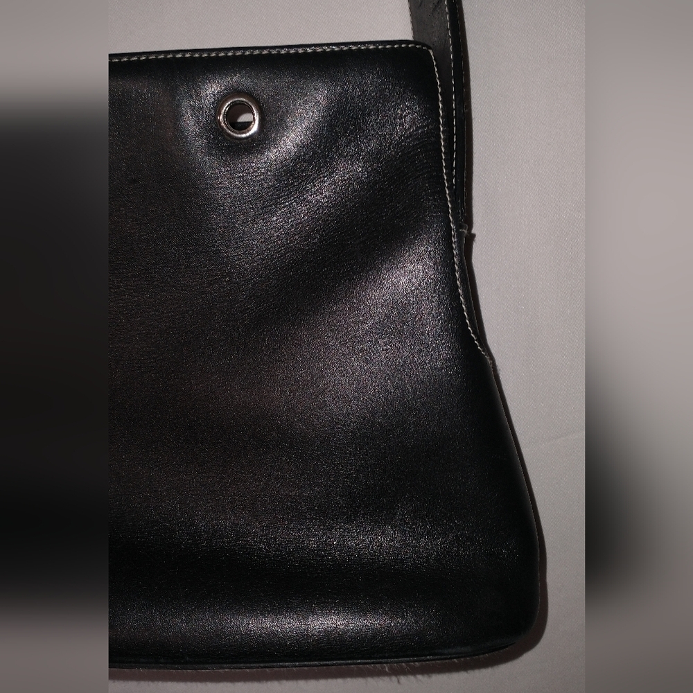 Lauren Ralph Lauren Elegant Black Leather Shoulder Bag Retro Vintage 90"S - Picture 3 of 11